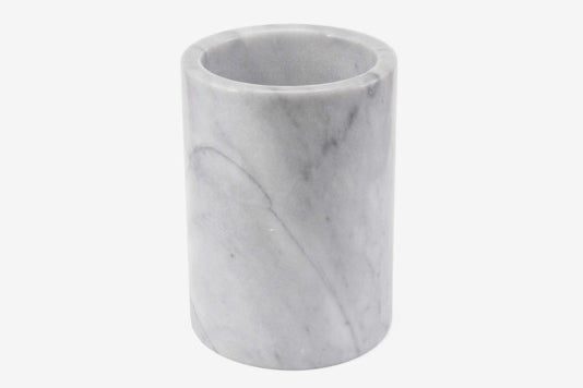 Artisanal Kitchen Supply Marble Utensil Crock in White.